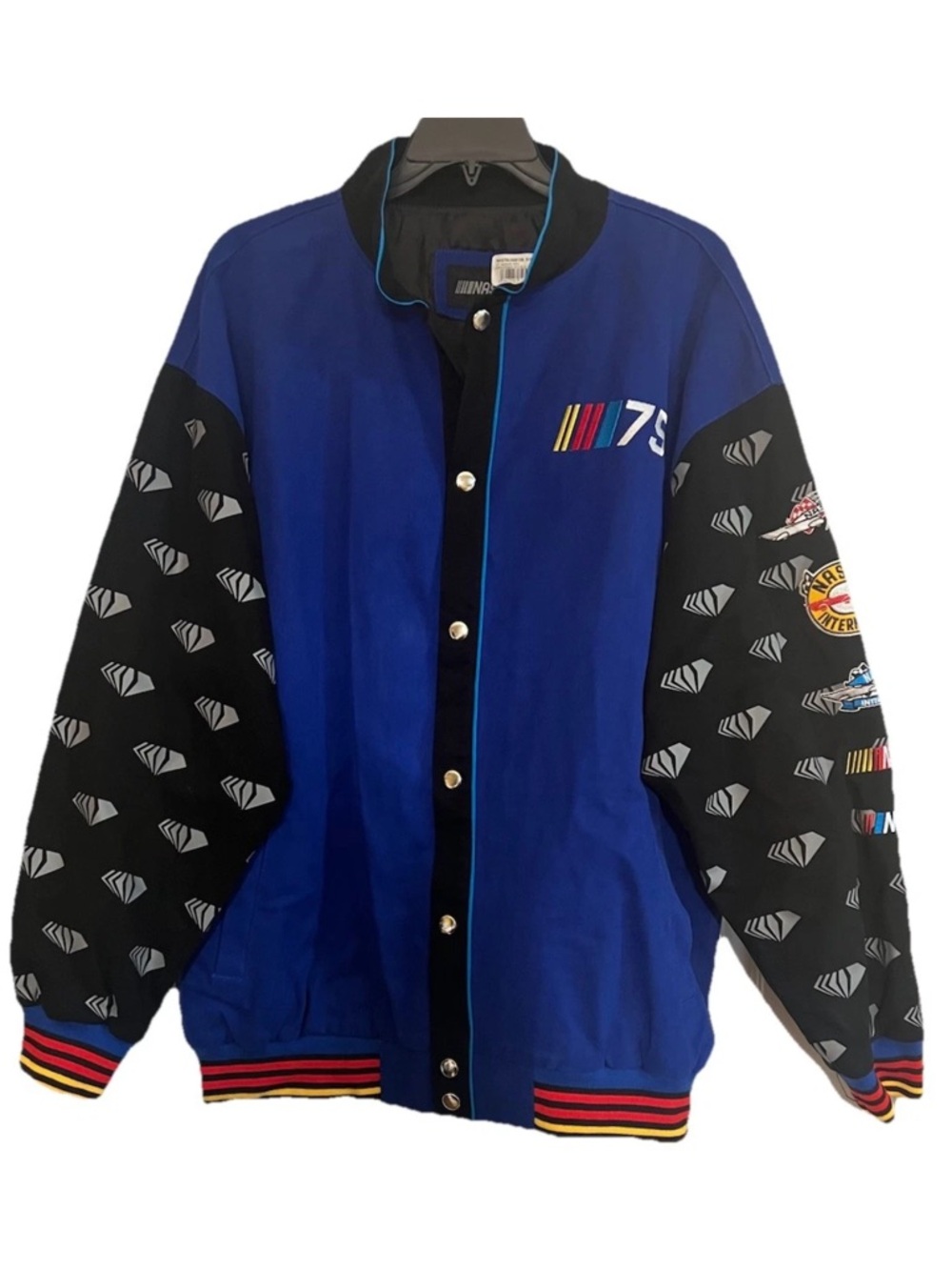 NASCAR 75th ANNIVERSARY JACKET ROYAL BLUE/ BLACK SIZE 2XL OFFICIALLY LICENSED